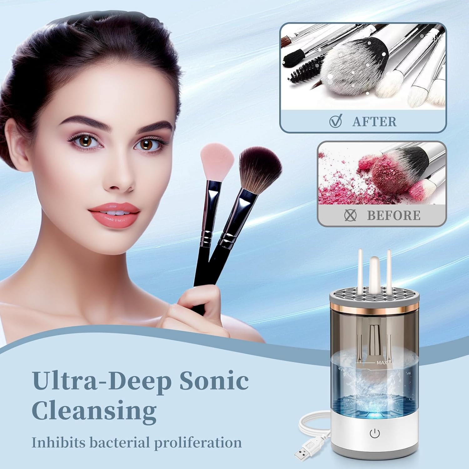 Medivita Elektrischer Make-up-Pinselreiniger für gründliche und schonende Reinigung von Make-up-Pinseln