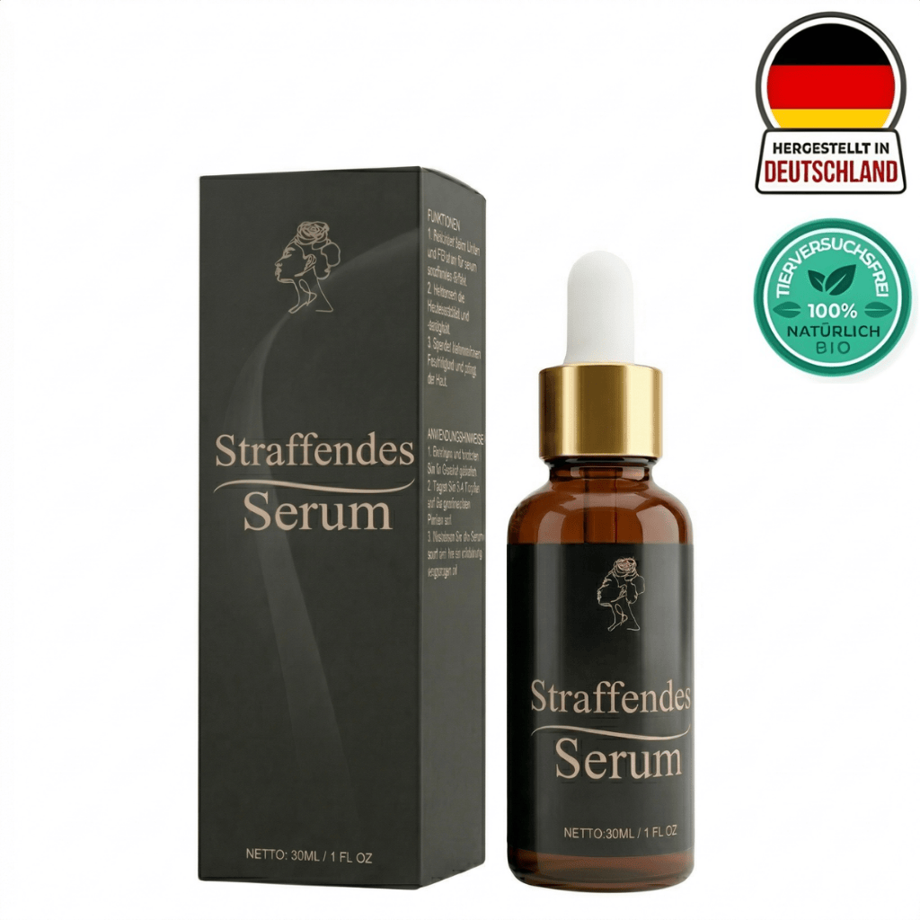 Lifting-Öl in eleganter Flasche mit Pipette und stilvoller Verpackung für straffere Haut.