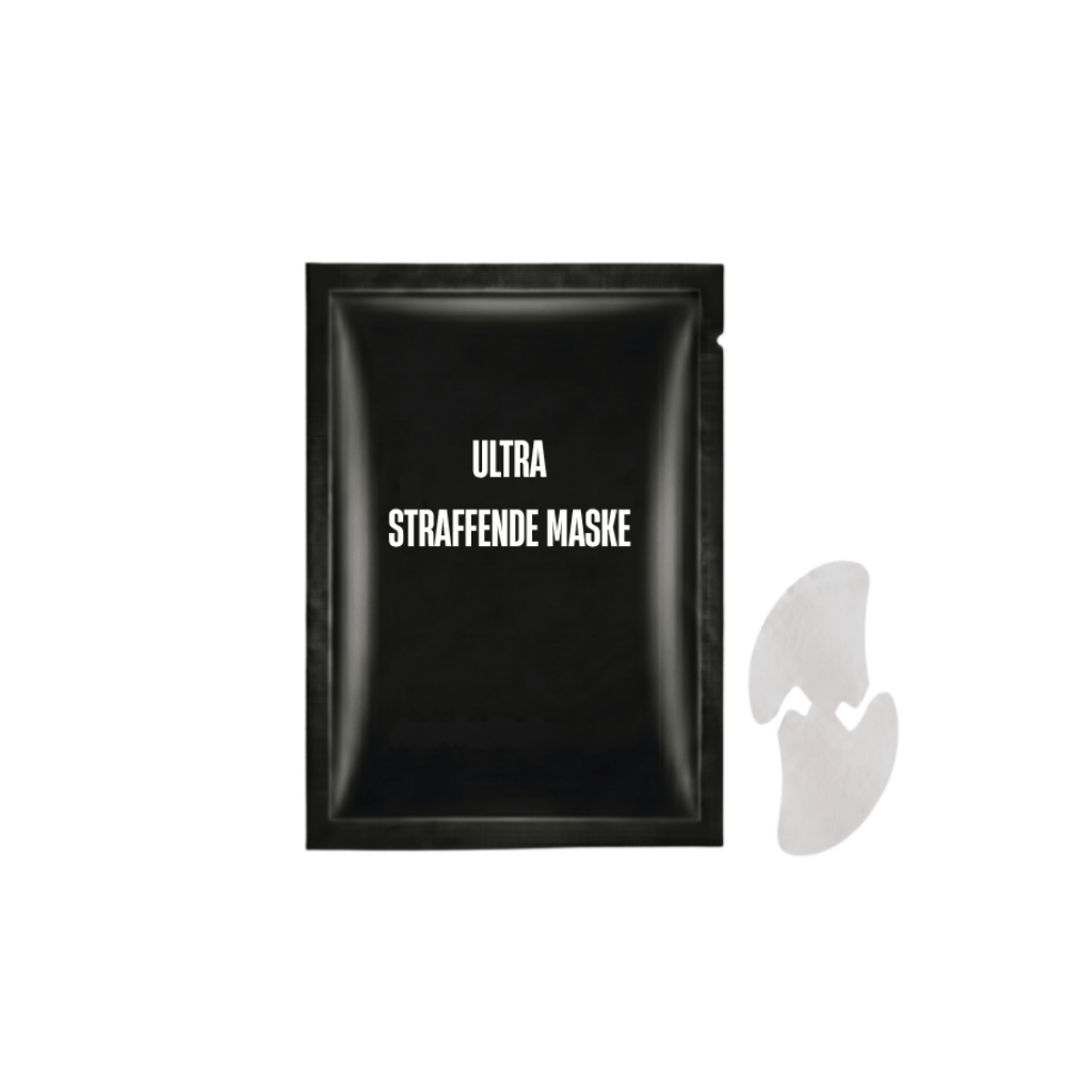 Verpackung der Ultra straffende Maske mit einem transparenten Tuch auf weißem Hintergrund.