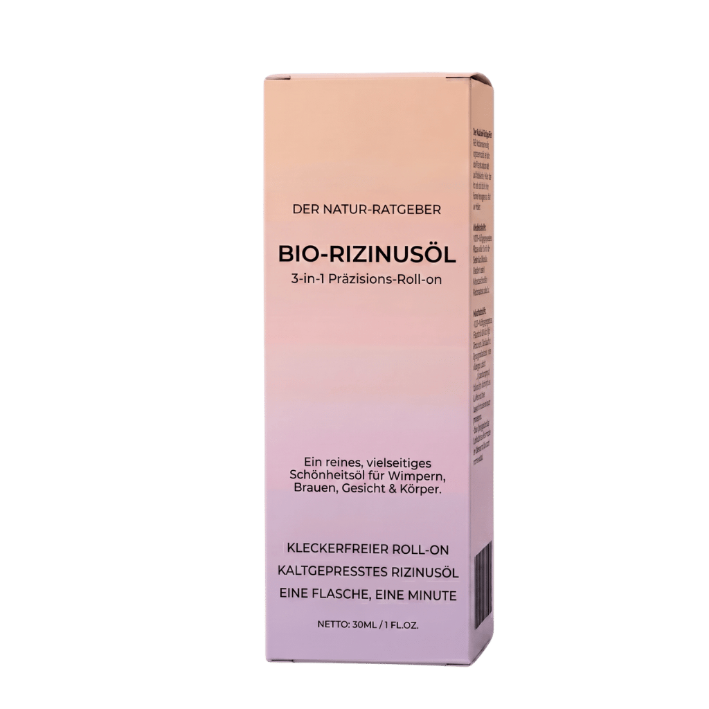 Premium Bio-Rizinusöl Roll-On Verpackung, 3-in-1 Präzisions-Roll-on für Hautpflege und Schönheit.