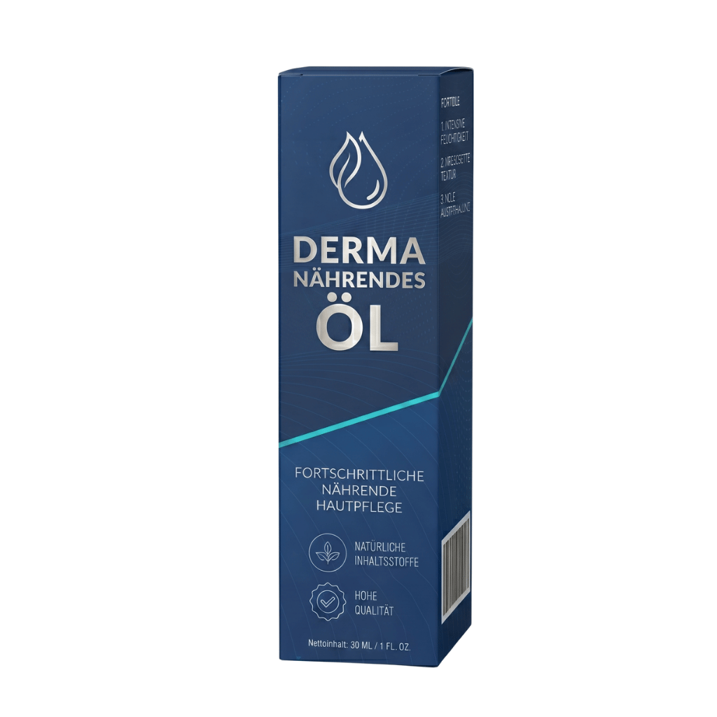 Derma Nährendes Öl in einer blauen Verpackung für fortschrittliche nährende Hautpflege.