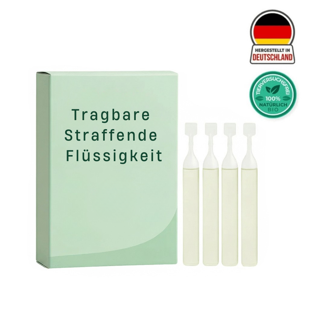 Produktverpackung und Ampullen von Tragbare Straffende Flüssigkeit, hochwertige botanische Hautpflege.
