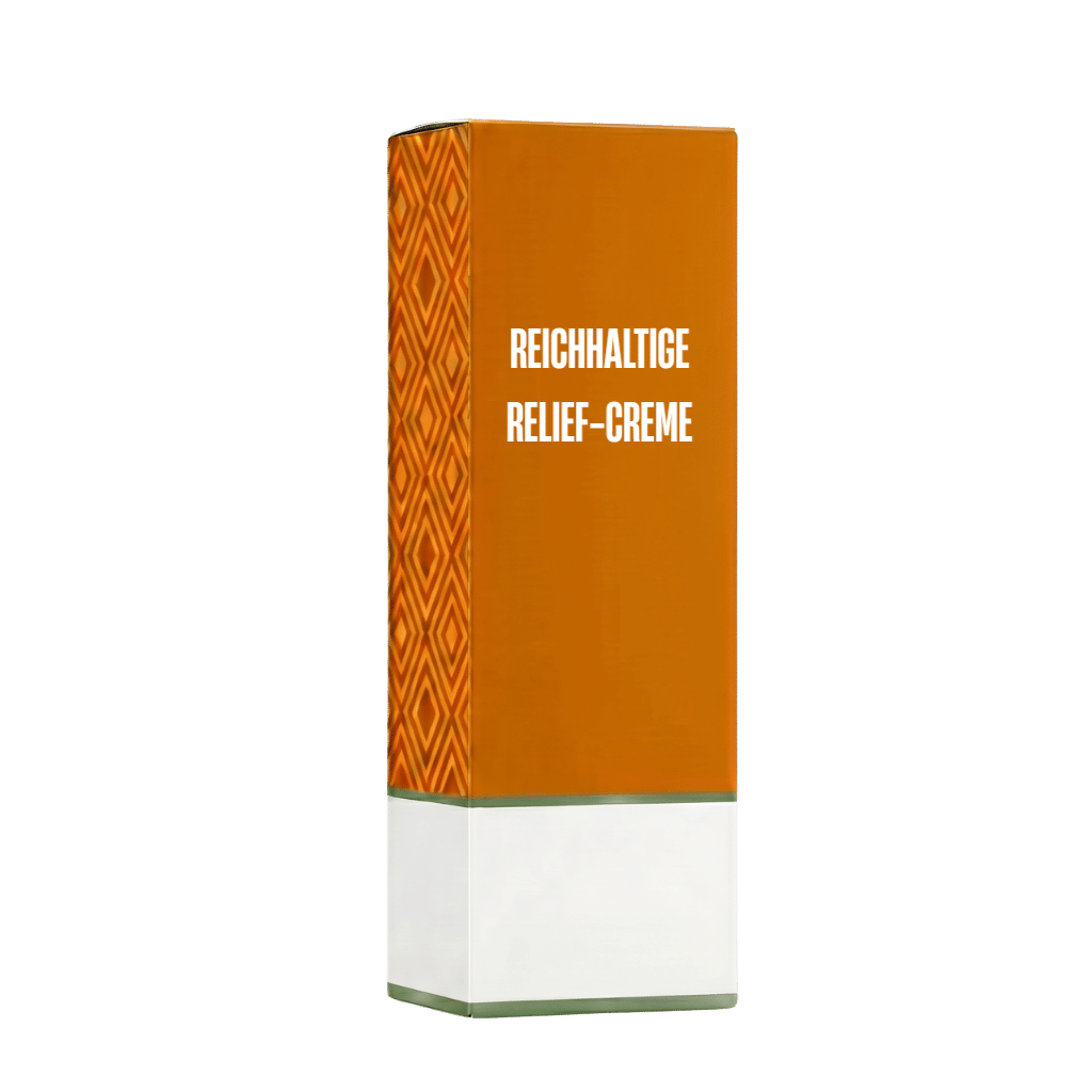 Reichhaltige Relief-Creme in stylischer Verpackung, ideal für hydrated und strahlende Haut.