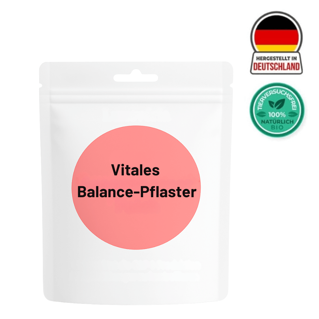 Verpackung des Vitales Balance-Pflaster mit bio- und deutschland-Label.