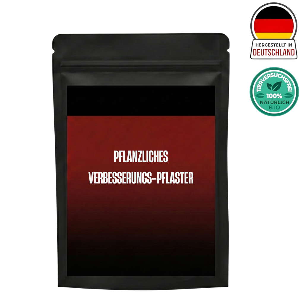 Pflanzliches Verbesserungs-Pflaster im praktischen Verpackungsdesign, ideal für eine glattere und frischere Haut.