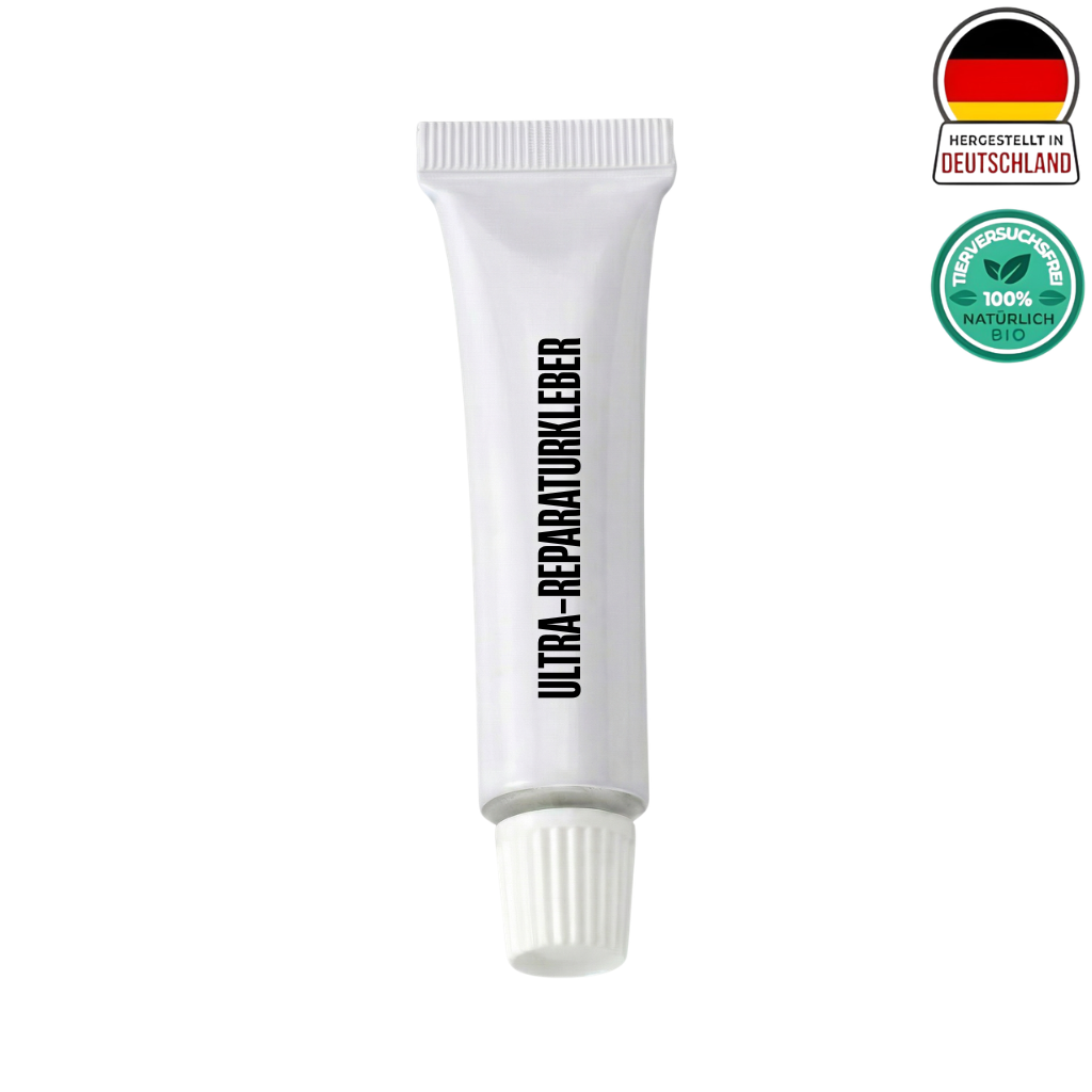 Tube des Ultra-Reparaturkleber, einem beauty Pflege-Kleber für langanhaltenden Halt und gepflegtes Aussehen.