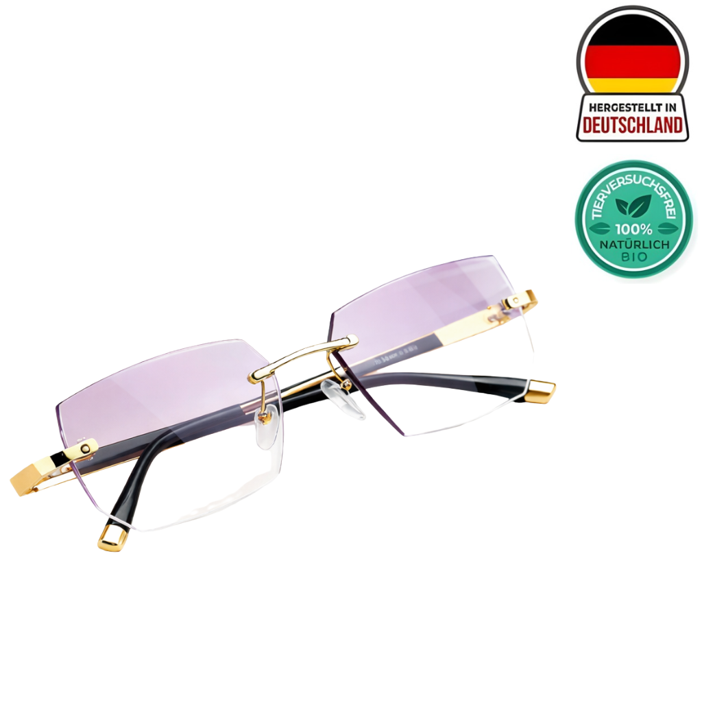 Ultra Restore-Brille in stilvollem Design mit goldenen Akzenten und moderner Ästhetik.