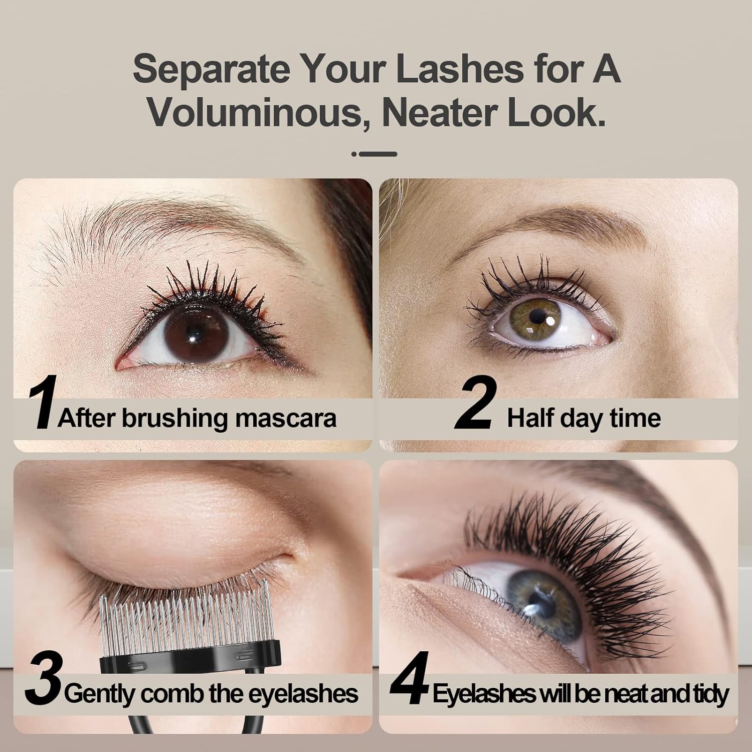 Medivita Augenbrauen- & Wimpernbürste Anleitung zur Wimperntrennung für ein voluminöses Aussehen.