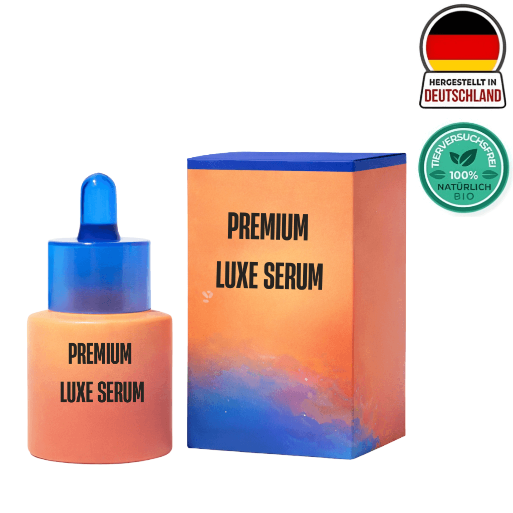 Premium Luxe Serum bottle and box, highlighting its premium quality and bio-compatibility.