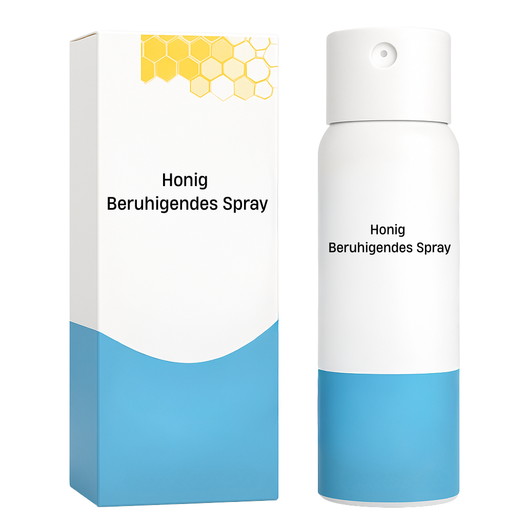 Honig Beruhigendes Spray in einer Verpackung, ideal für die tägliche Hautpflege.