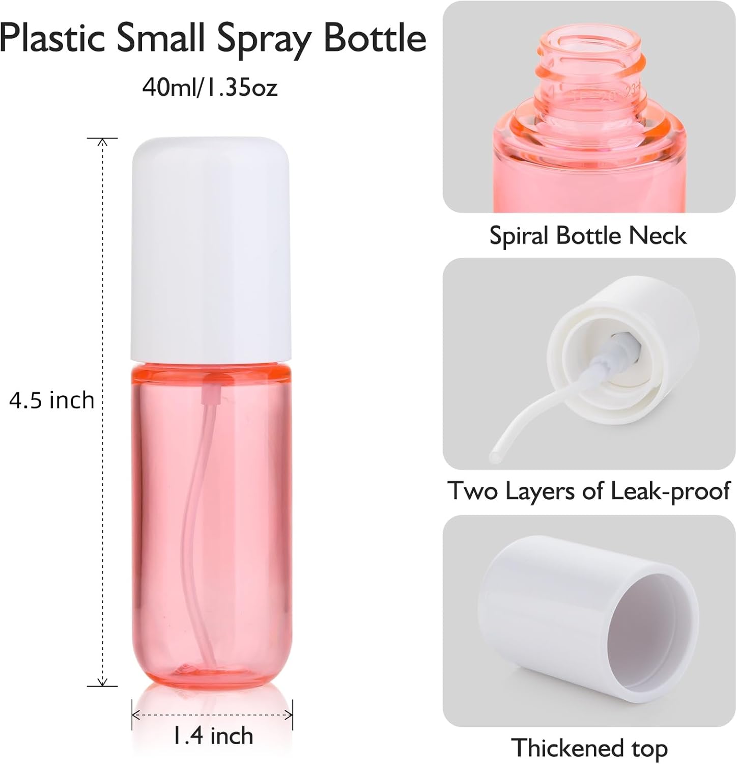 Medivita Nachfüllbare Reise-Sprühflaschen in pink, ideal für Parfüm, Desinfektionsmittel und Haarpflege, BPA-frei.