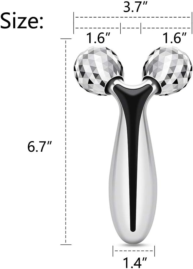 Medivita Jade-Gesichtsroller & Gua Sha Set Maß in Zoll, zeigt die Größe des Gesichtsrollers für natürliche Hautpflege.