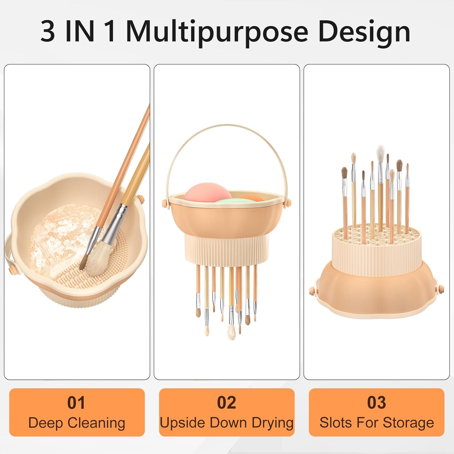 Medivita Silikon-Pinselreiniger mit Organizer, 3-in-1 Design mit Reinigung, Trocknung und Aufbewahrung für Make-up-Pinsel.