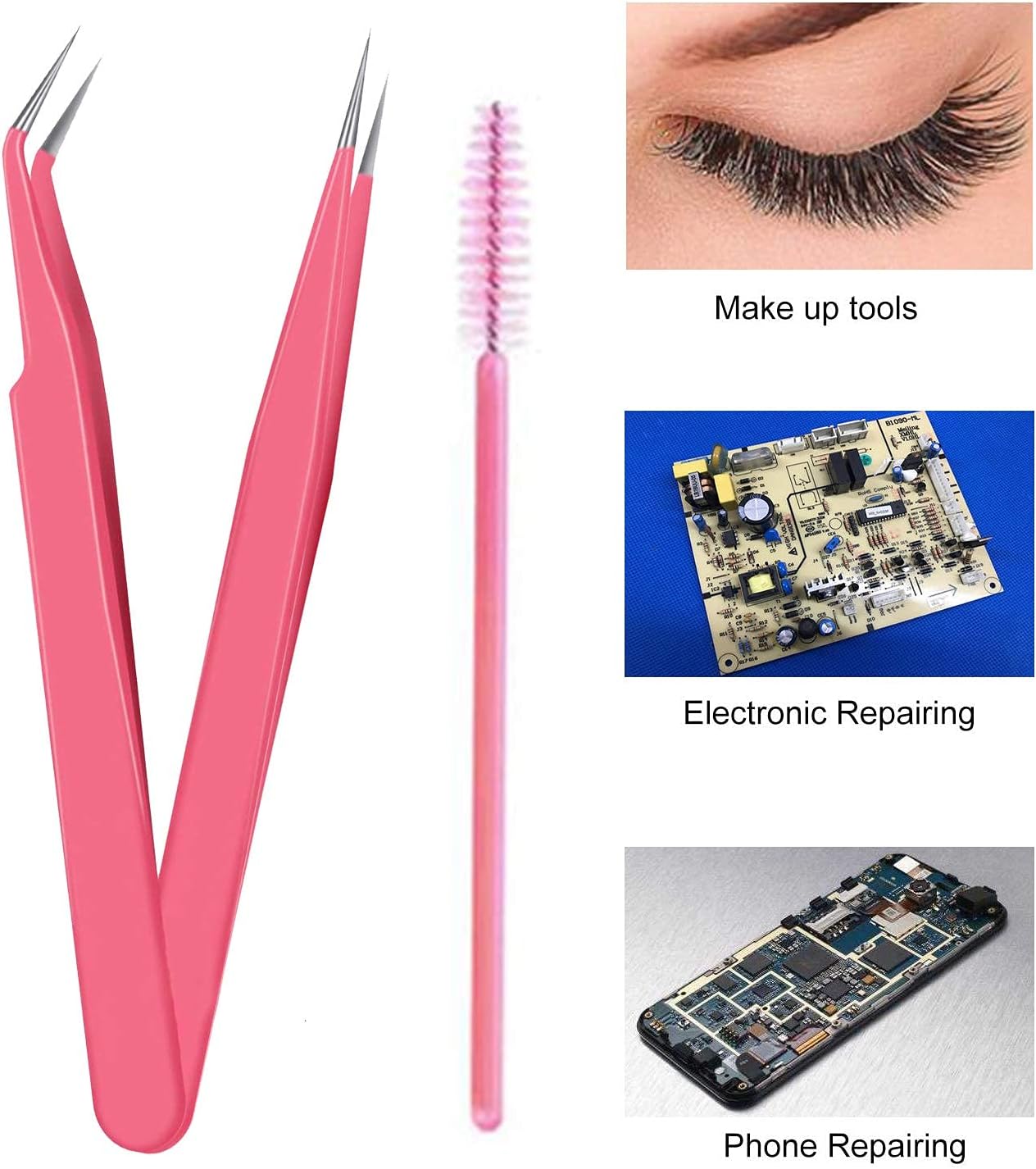 Medivita Präzisionspinzette Edelstahl und Make-up Werkzeuge für Augenbrauenstyling, Wimpernverlängerungen.