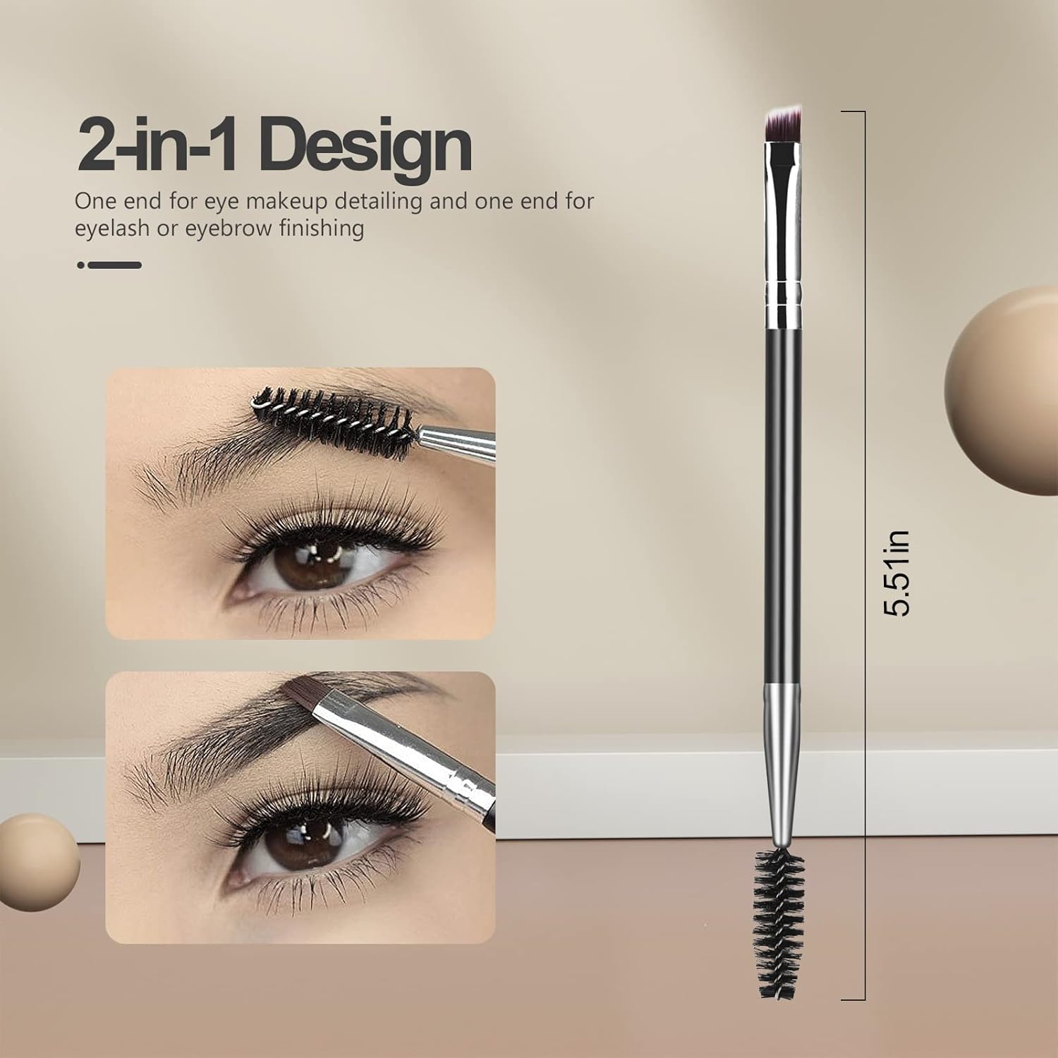Medivita Augenbrauen- & Wimpernbürste mit 2-in-1 Design für Augenbrauen und Wimpern, ideal für präzise Applicierung.