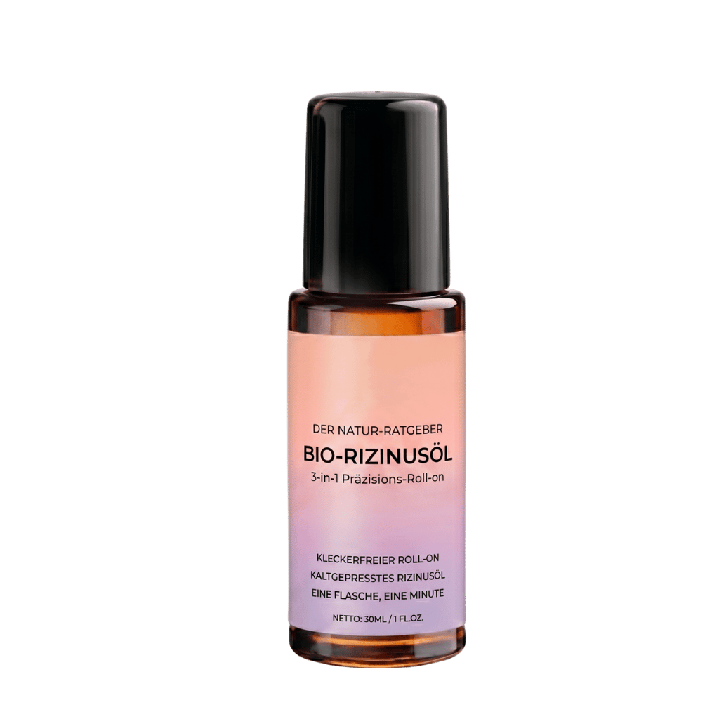 Bio-Rizinusöl Roll-On Produkt zur intensiven Hautpflege für eine strahlende Haut.
