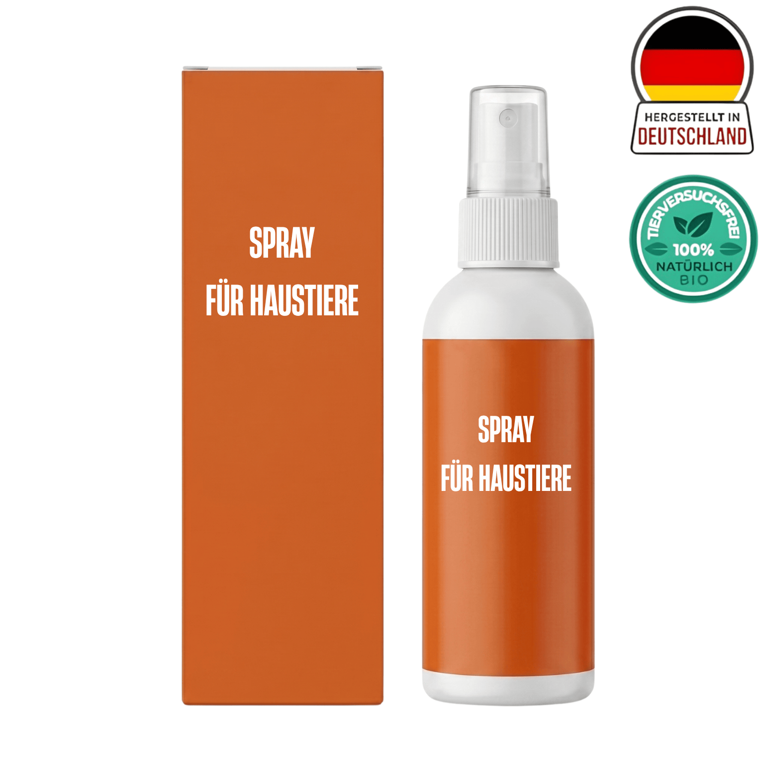 Spray für Haustiere in orange Verpackung für die tägliche Fellpflege Ihrer Haustiere.