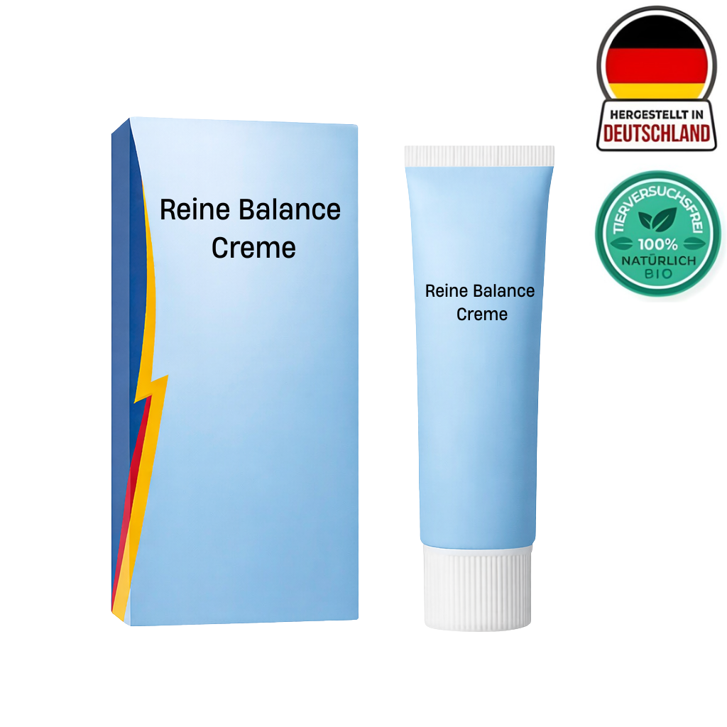 Reine Balance Creme in der Verpackung und Tube, leichte Pflegecreme für glatte, geschmeidige Haut.