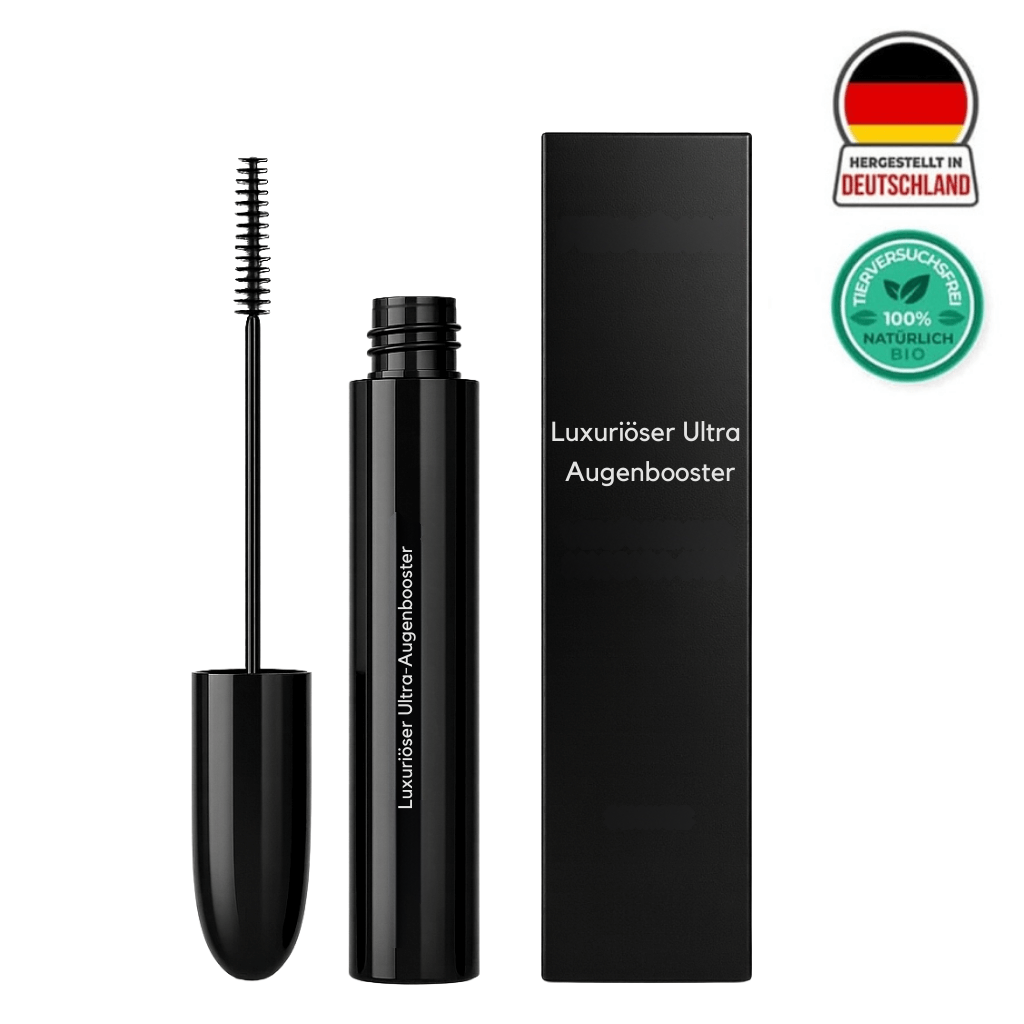 Luxuriöser Ultra-Augenbooster mit Applikatorbürste und Verpackung für pflegende Schönheit.