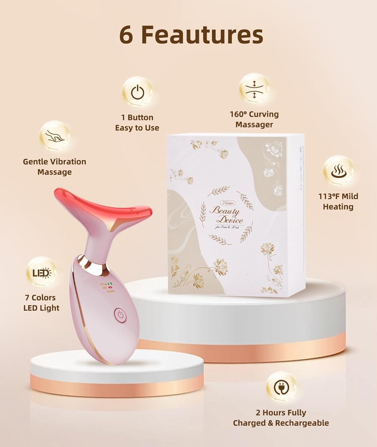 Medivita 3D Gesichtsmassage-Roller mit 6 Funktionen, 160° Massage-Design und sanfter Vibration für strahlende Haut.