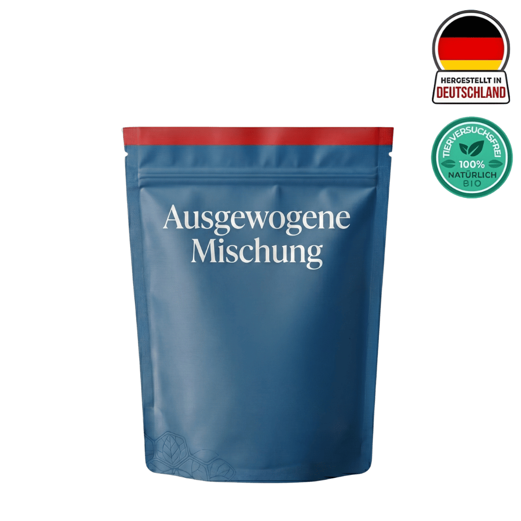 Ausgewogene Mischung in blauer Verpackung, ideal für die tägliche Beauty-Pflege und natürliche Ausstrahlung.