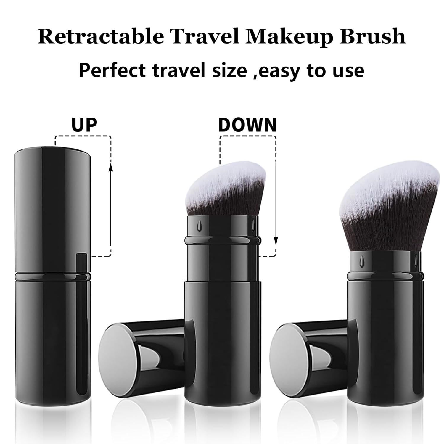 Medivita Retractable Make-up Pinsel shown in retractable travel design for easy and hygienic use.