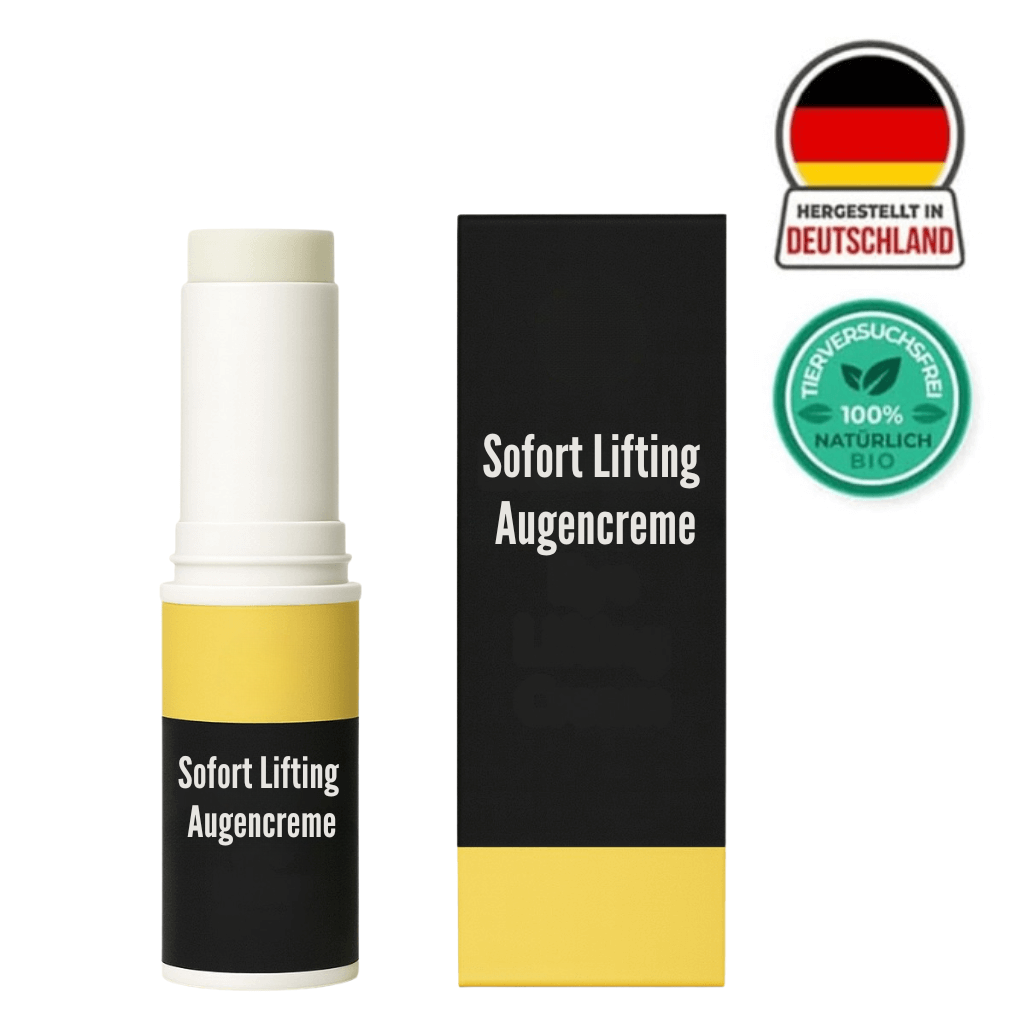 Sofort Lifting Augencreme in einer praktischen Verpackung, hergestellt in Deutschland, für strahlende Haut.