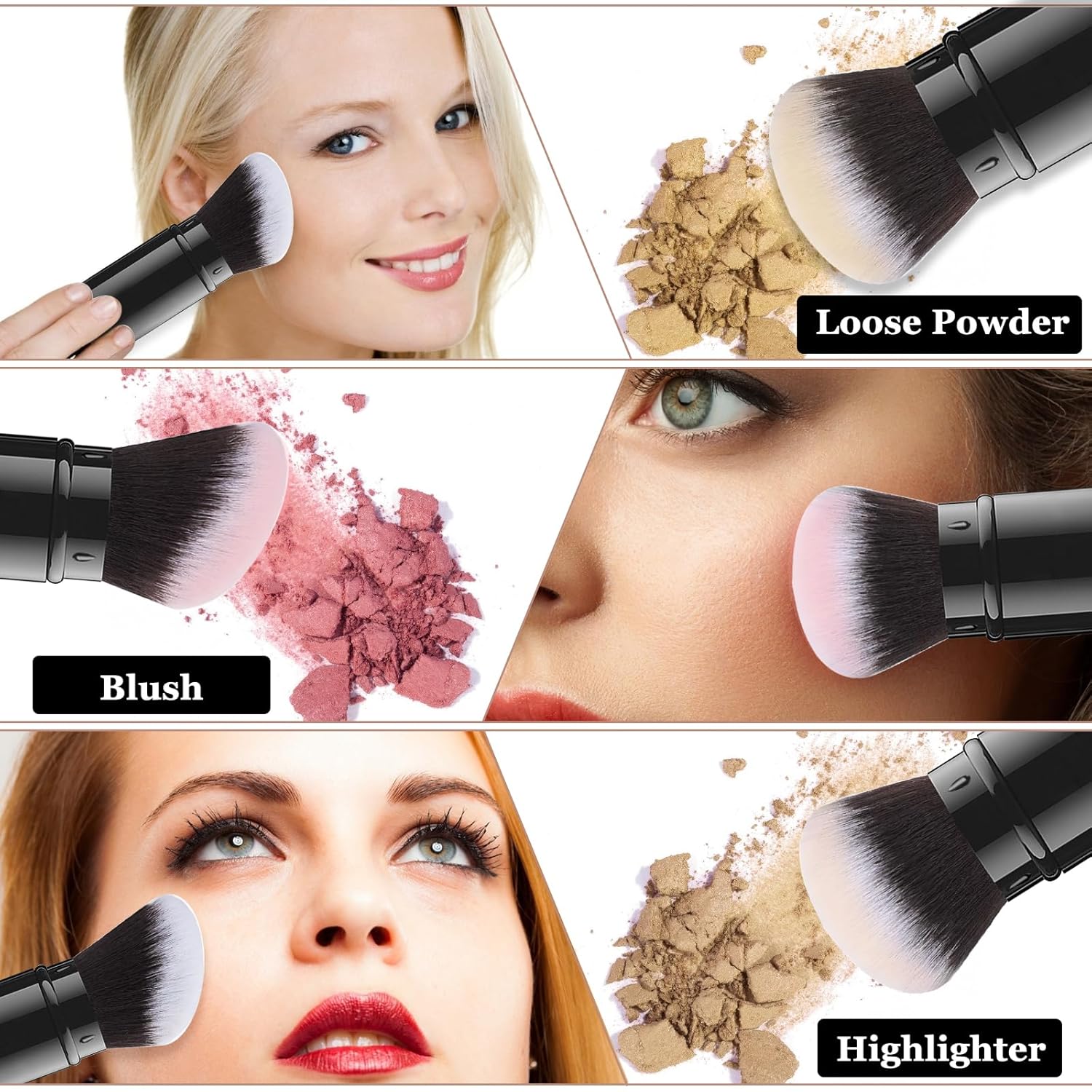 Medivita Retractable Make-up Pinsel application for loose powder, blush, and highlighter with soft bristles.