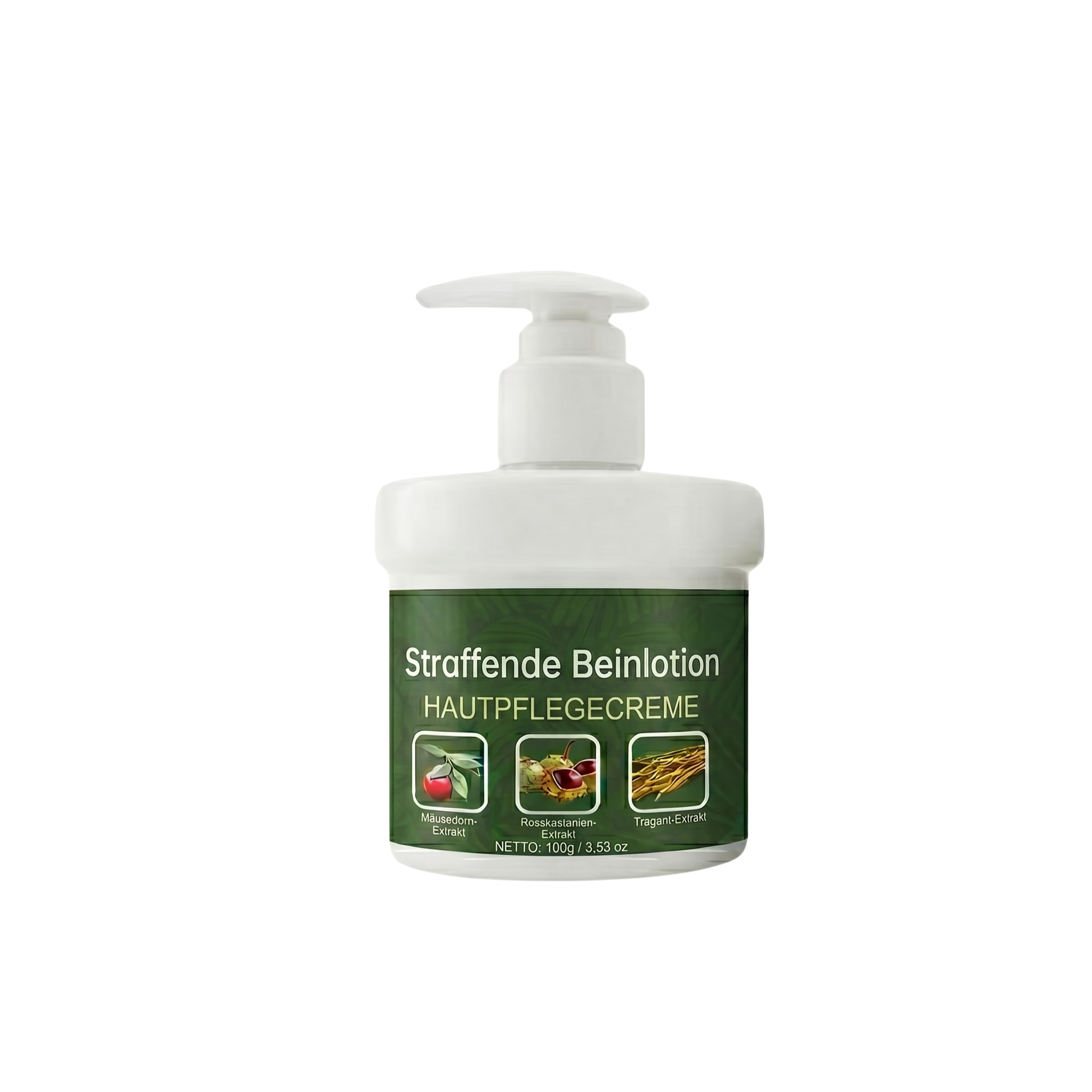 Straffende Beinlotion in einer Pumpflasche für glattere, straffere Haut, ideal für die tägliche Anwendung.