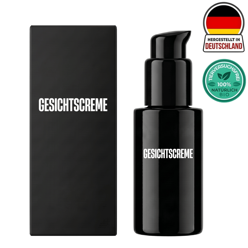 Gesichtscreme in eleganter schwarzer Verpackung, intensiver Feuchtigkeit für strahlende Haut.