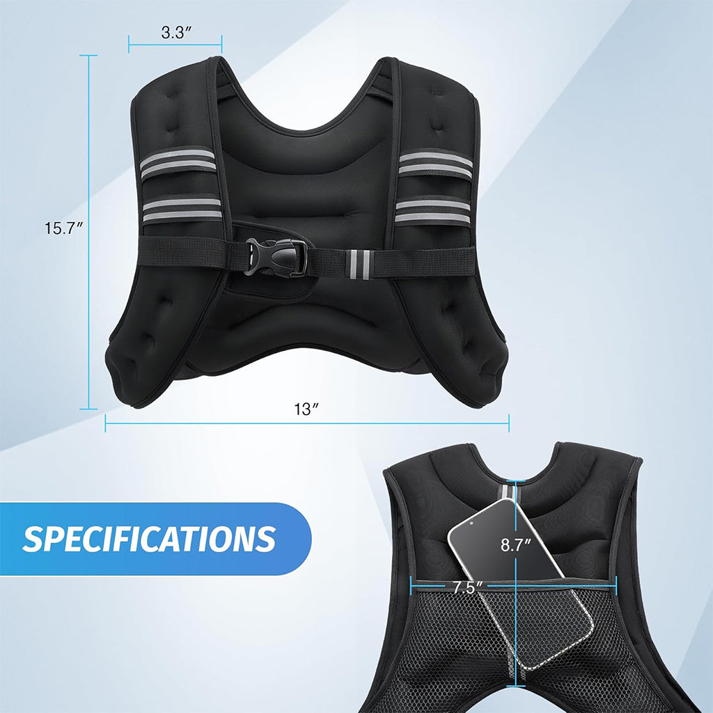 Medivita CoreVest specifications showing dimensions and design features for functional training and strength.