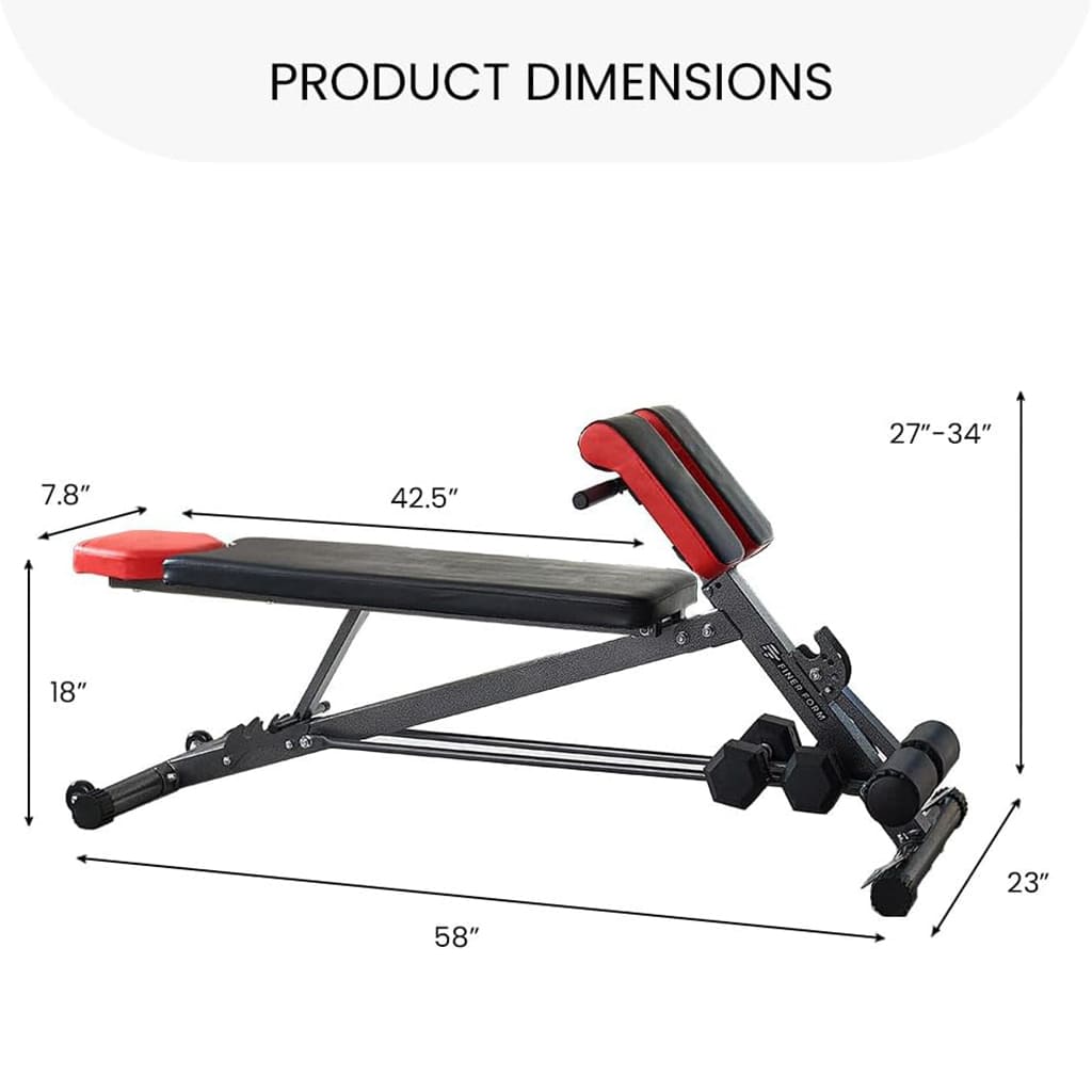 Medivita CoreFlex Produktabmessungen: 58 Zoll lang, 42.5 Zoll breit, höhenverstellbar von 27 bis 34 Zoll.