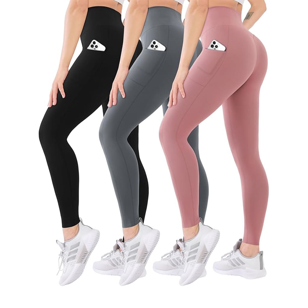 Medivita FormTight Figurformende Leggings in schwarz, grau und rosa mit hohem Bund und Taschen.