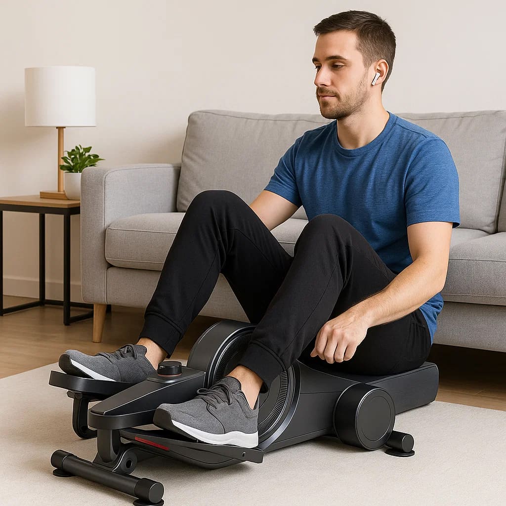 Medivita FlexiTritt Pro – kompakter Ellipsentrainer für gelenkschonendes Workout zu Hause oder im Büro.