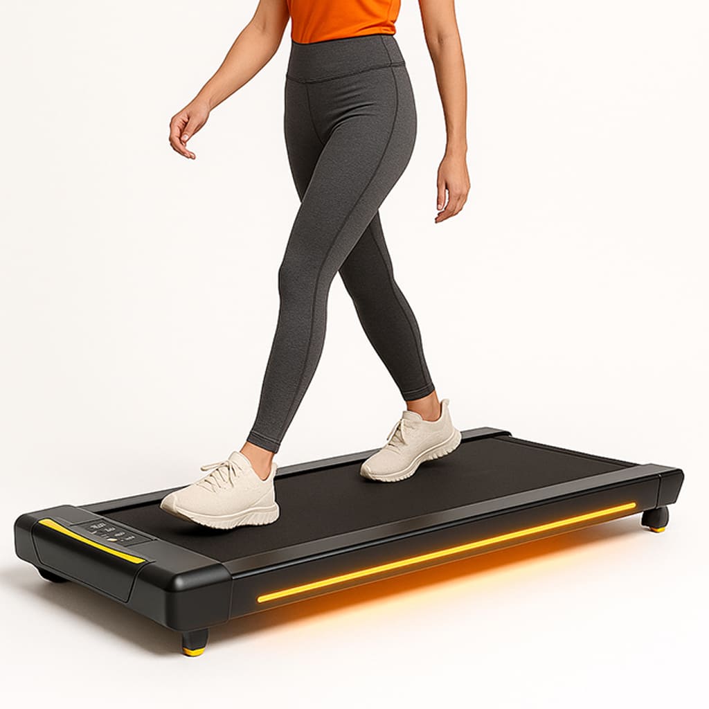 Mitarbeiterin geht auf Medivita GehAktiv Walking Pad für sanfte Bewegung im Alltag.