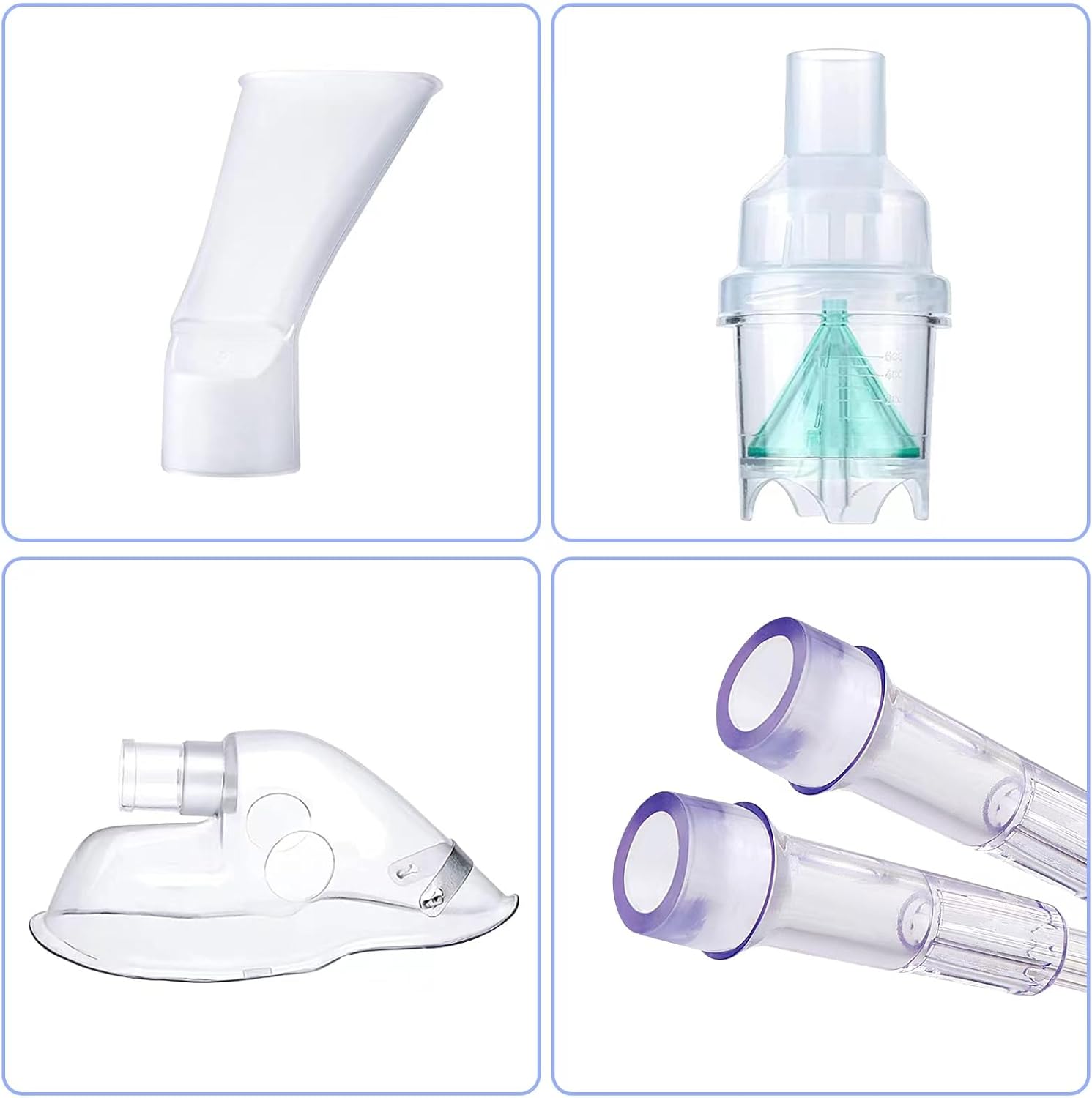 Medivita InhaloKit – 2er-Set Vernebler-Zubehör für Erwachsene: zwei Masken, Verneblerkammer und Schläuche.