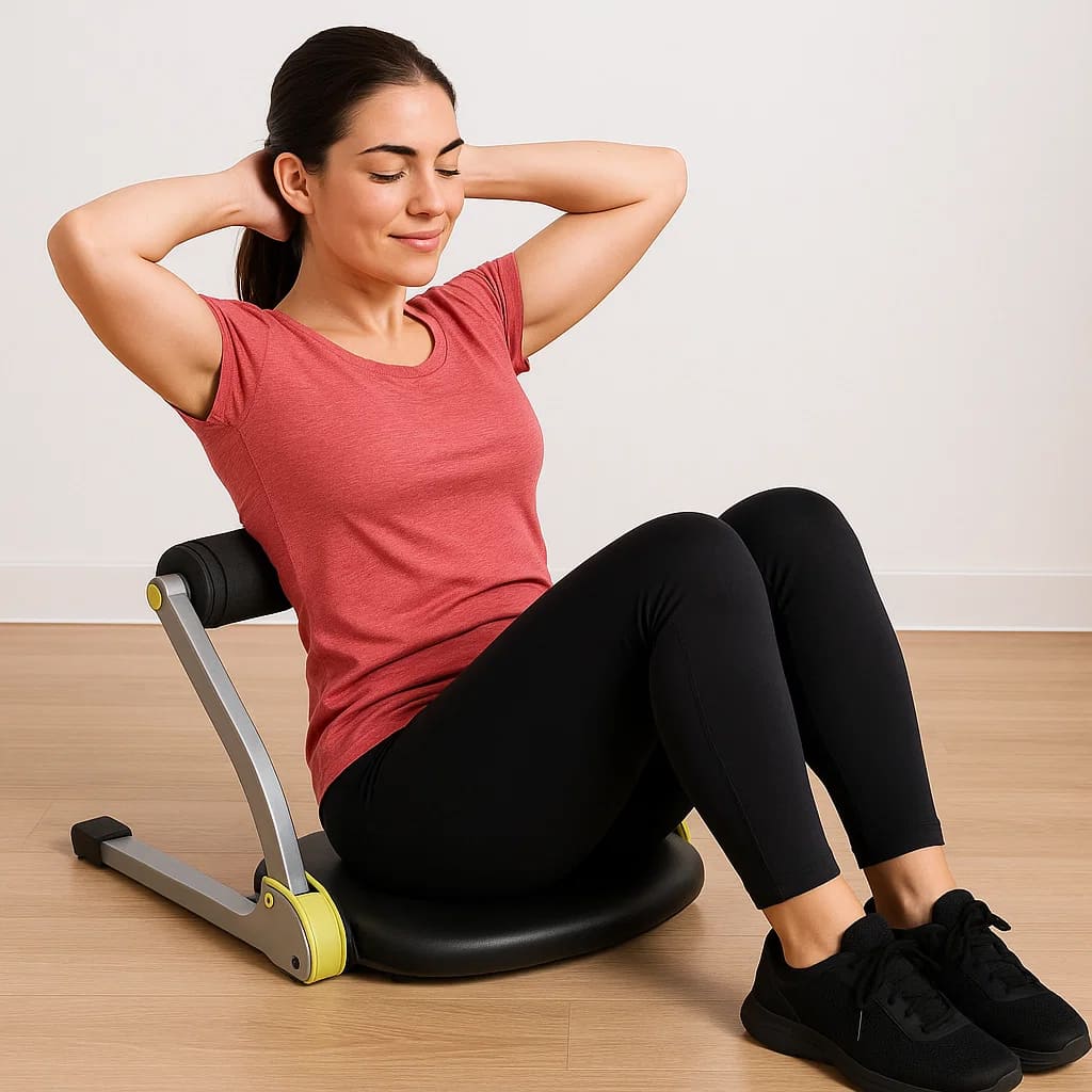 Medivita KörperStark – Frau nutzt Heimtrainer für effektives Ganzkörpertraining zu Hause.