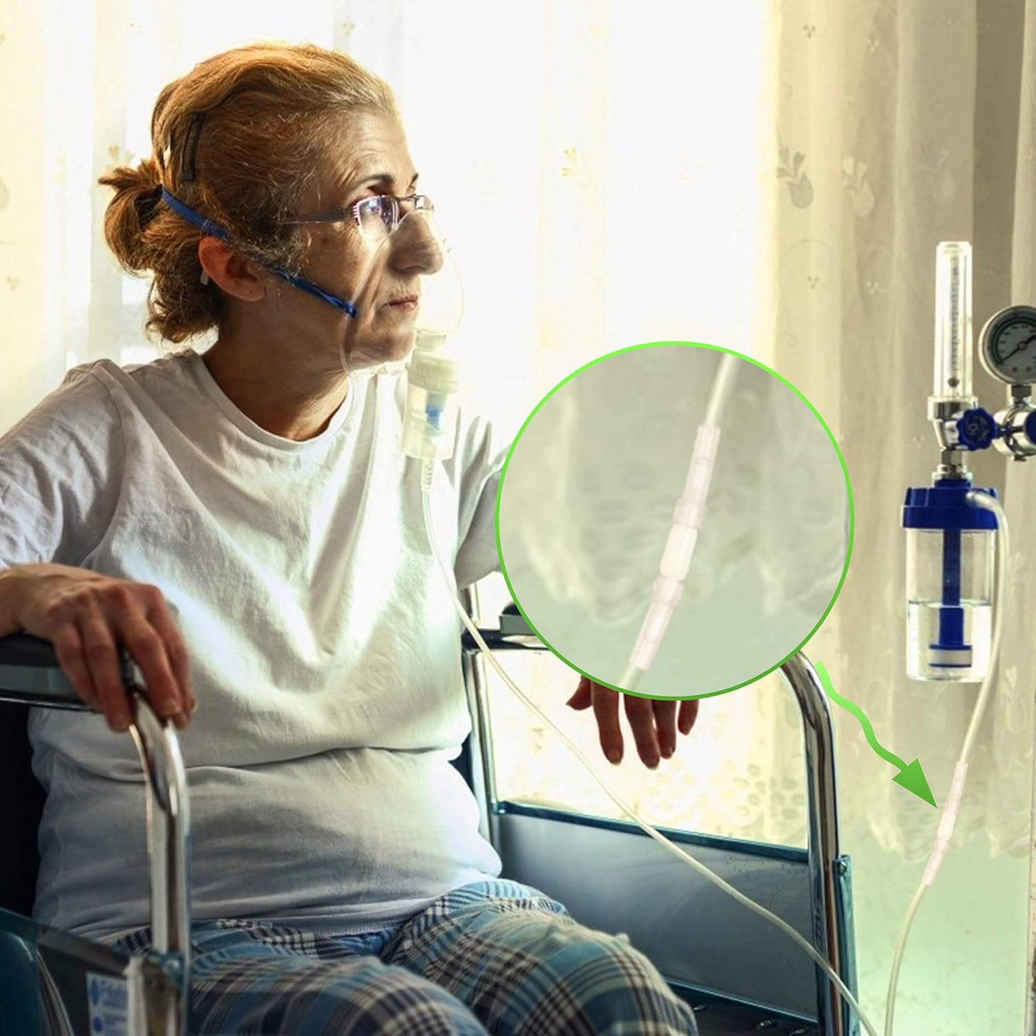 Medivita OxySpin Schlauchadapter für sicheren Halt und Bewegungsfreiheit bei der Sauerstoffzufuhr.