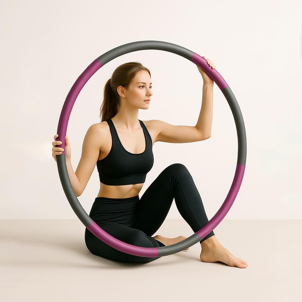 Frau mit Medivita SchlankReif beim Training für eine definierte Taille und effektives Hüfttraining.