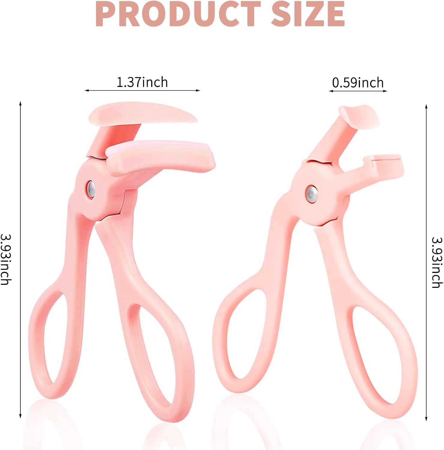 Medivita Wimpernzange mit Ersatz-Silikonpads in rosa, Produktgröße 10–11 cm und 3,5 cm, ergonomisch und komfortabel.