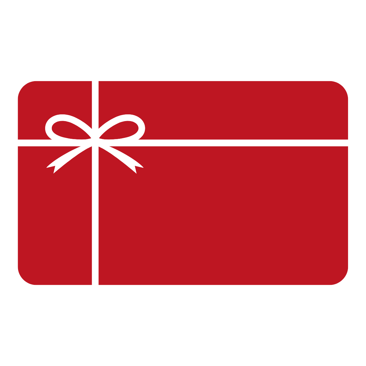 Geschenkkarte mit rotem Design und weißem Geschenkband für kostenloses Store-Guthaben.