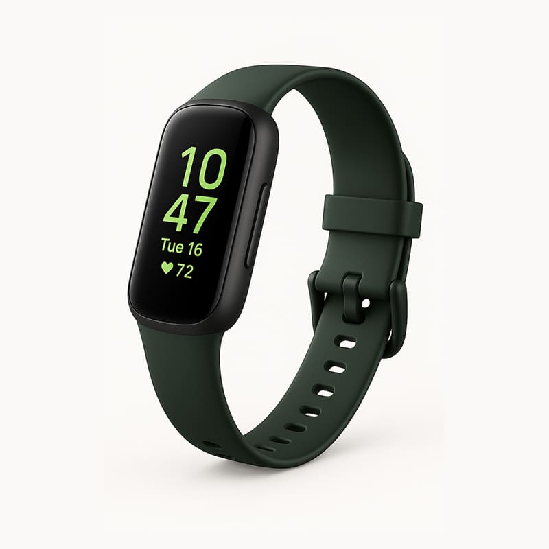 Medivita VitalBand im modernen Design mit Gesundheits-Tracker-Funktionen in grünem Armband.